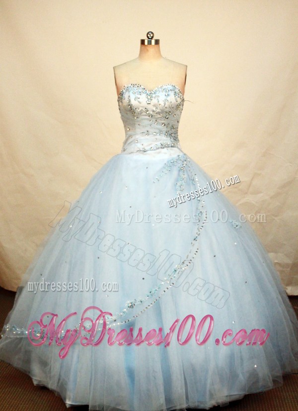 Baby blue Ball Gown Sweetheart Quinceanera Dress with Beading